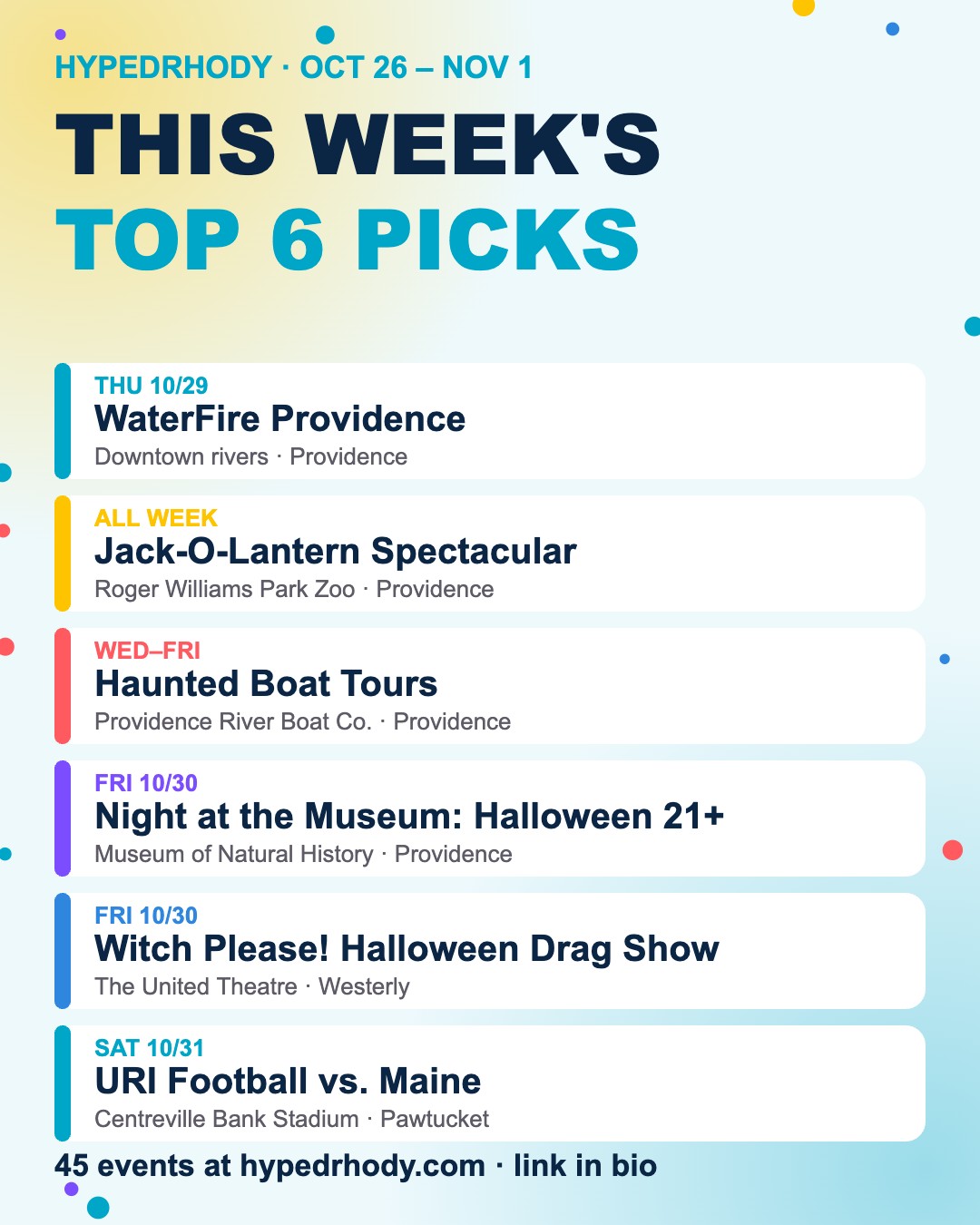 This Week’s Top 6 Things to Do in Rhode Island (Oct 26 – Nov 1)